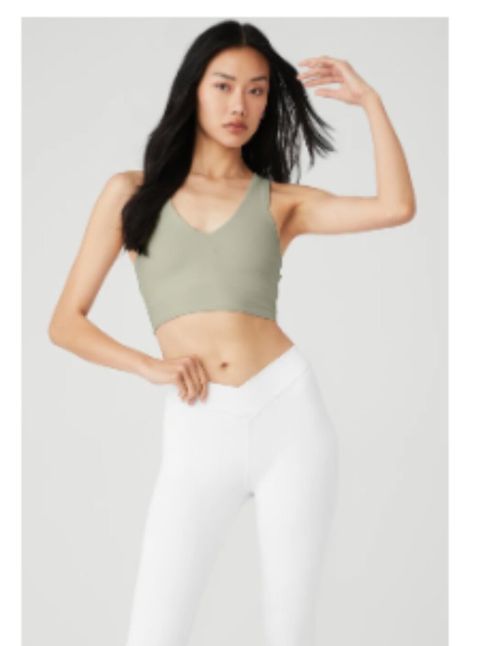 ALO Yoga Sage Green V‑Neck Racerback Sports Bra